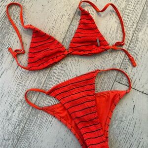 Billabong ITS NOW COOL Vibrant Red and Black Bikini Set